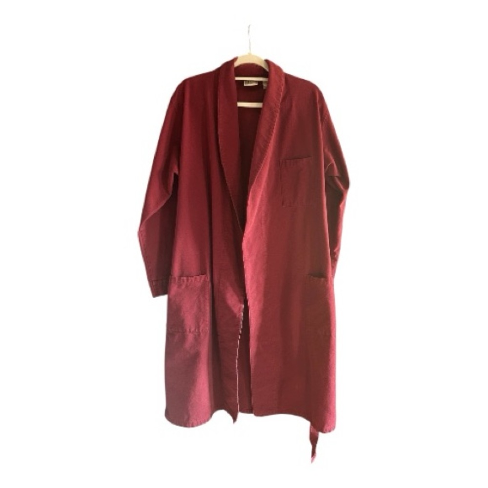 VINTAGE LL BEAN Cotton Chamois Flannel‎ Bathrobe Robe Maroon M - Picture 11 of 11